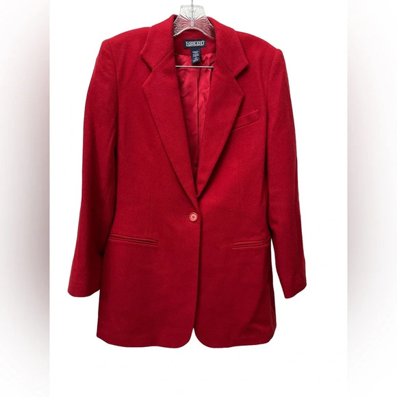 Lands End Blazer Wool Cashmere Blend Red Warm Soft Career Size 6 Single Button - Picture 1 of 5